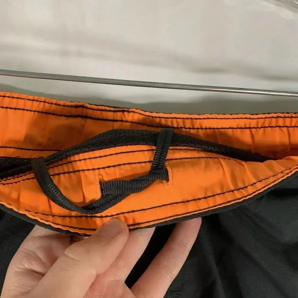 Nike Swim Trunks Men's Medium Grey Orange Lined Drawstring Pockets